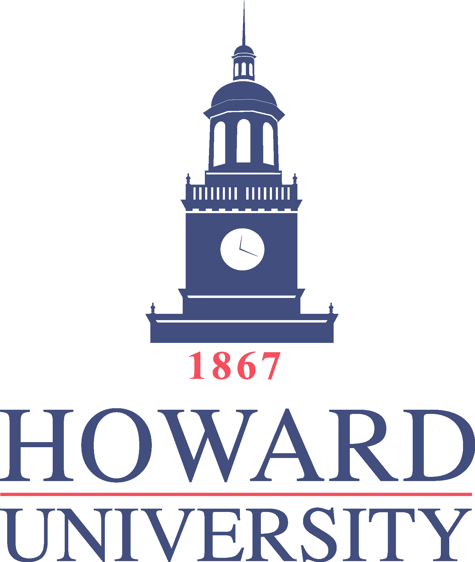 Howard University emblem featuring the iconic clock tower and the establishment date 1867, symbolizing academic excellence and history.